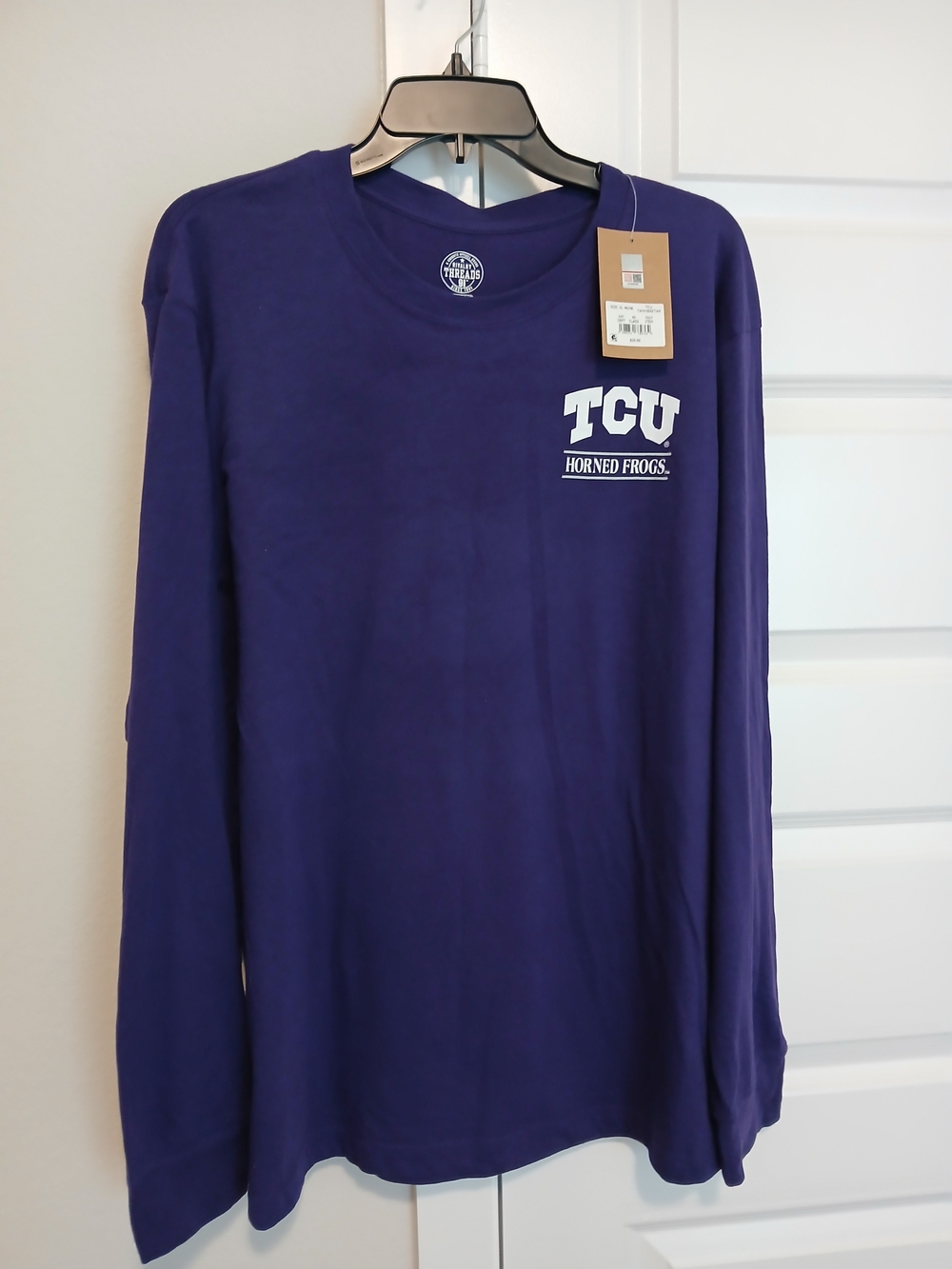 TCU TC Long Sleeve Tee - Purple with White Chest Logo